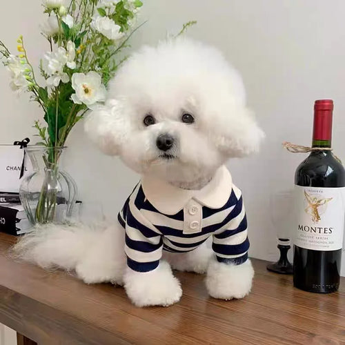 Striped Dog Polo Shirt – Summer Pet Top for Small Dogs