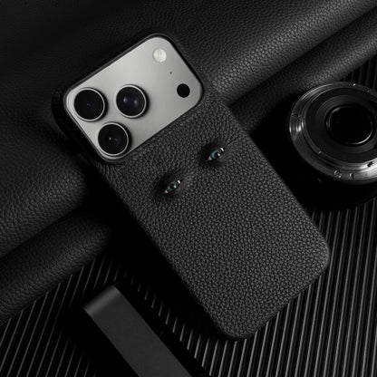 Eyes Lychee Genuine Leather iPhone Case