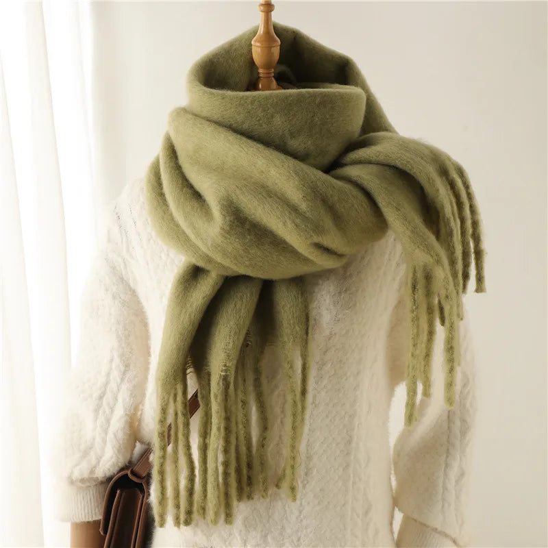 Pashmina Winter Scarf – Women's Thick Warm Shawl with Tassels