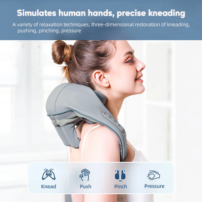 Neck & Shoulder Massager Shawl – Wireless Kneading with Heat