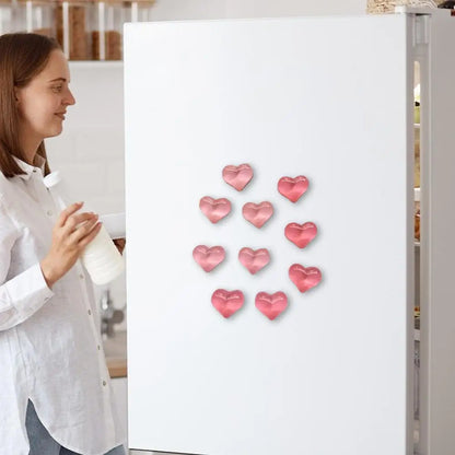 Heart-Shaped Resin Fridge Magnets – Set of 10