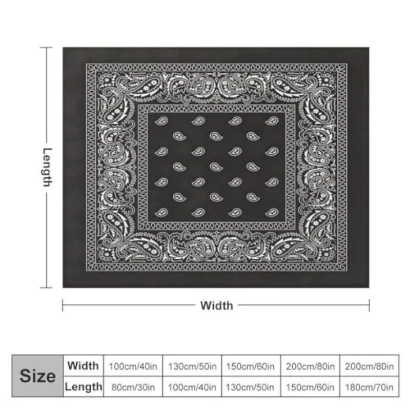 Paisley Bandana Print Throw Blanket Soft Micro Plush