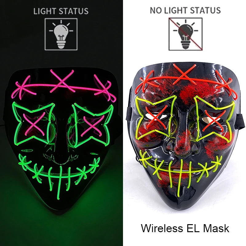 LED Purge Mask – Neon Glow Halloween Cosplay Mask