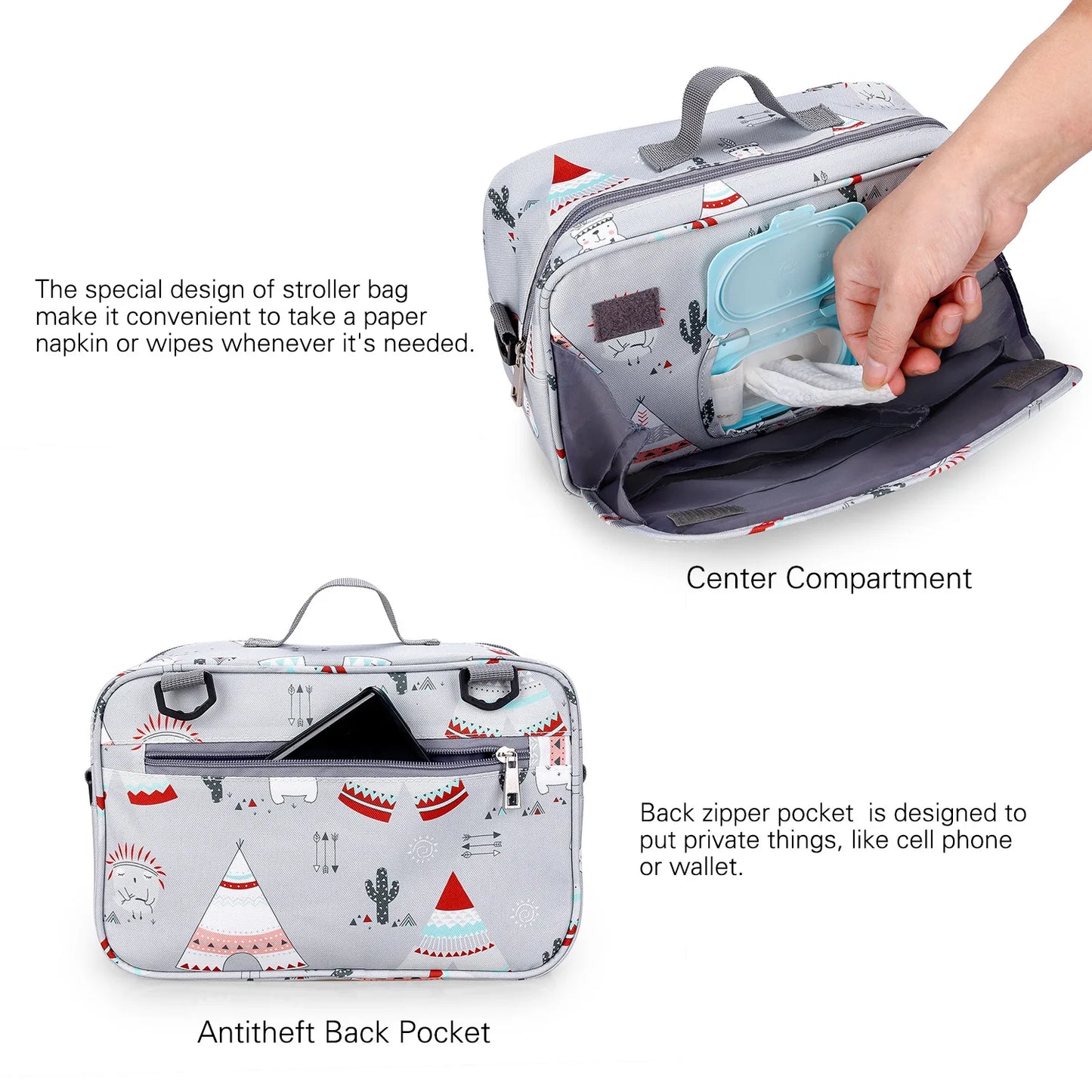 Waterproof Baby Diaper Bag – Printed Wet Dry Reusable Maternity Bag