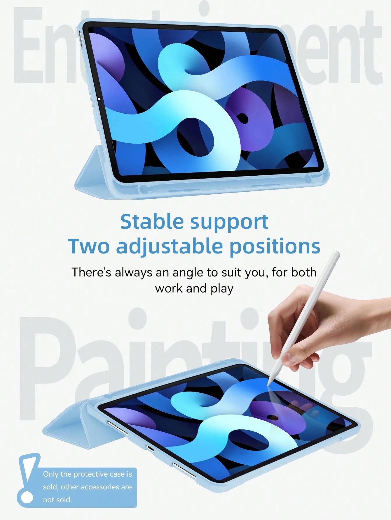 iPad Case with Pencil Slot - Soft Silicone Trifold Smart Cover