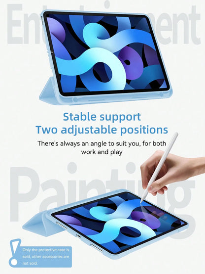 iPad Case with Pencil Slot - Soft Silicone Trifold Smart Cover