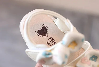 Baby Girl Floral Bow Sandals – Soft Sole Princess Summer Shoes