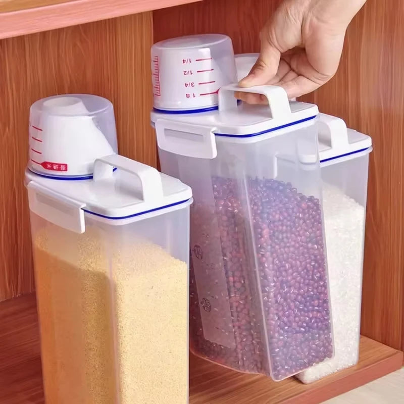 Rice Storage Container 2KG – Airtight Canister with Lid & Measuring Cup