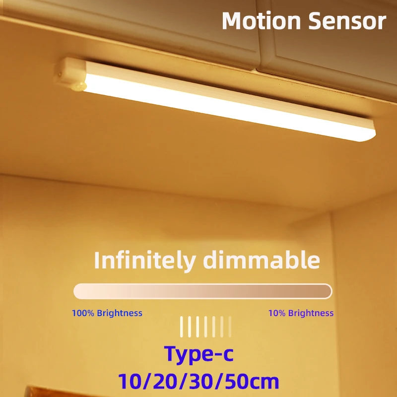 Motion Sensor LED Night Light – USB-C Rechargeable Cabinet Light