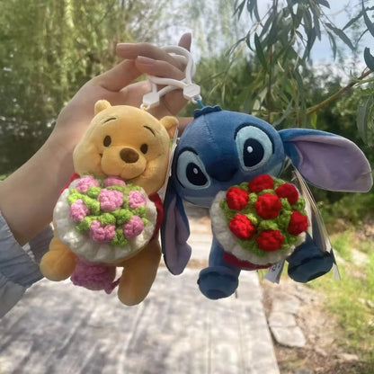 Stitch Plush Doll Holding Flowers – Kawaii Stuffed Toy Pendant