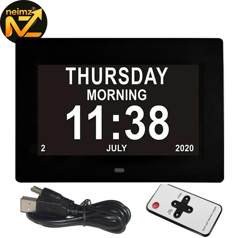 Digital Calendar Clock with 12 Alarms & Medicine Reminder for Elderly
