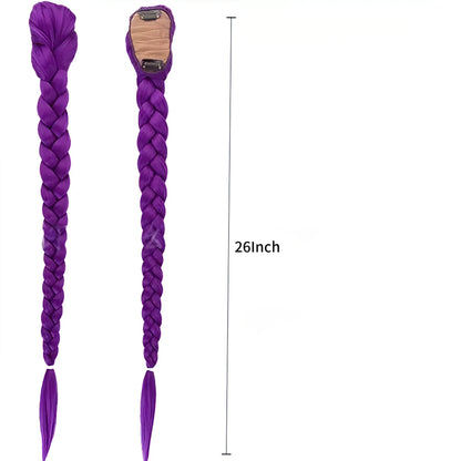 26-Inch Purple Braided Ponytail Hair Extension with Clip