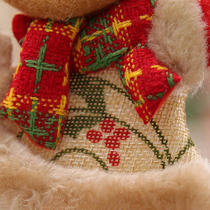 Christmas Plush Doll Ornaments 4-Piece Set - Santa, Snowman, Reindeer & Bear