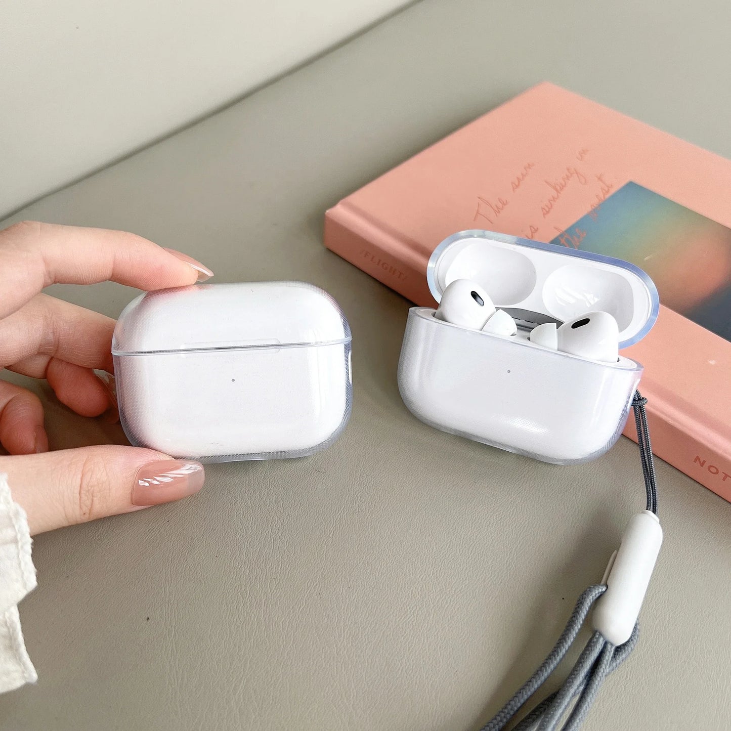 Clear TPU AirPods Case with Lanyard Strap – Shockproof