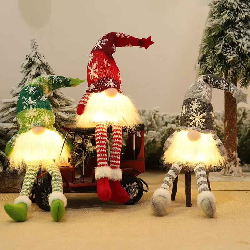 Light-Up Christmas Gnome Doll – Long-Leg Faceless Plush Holiday Decoration