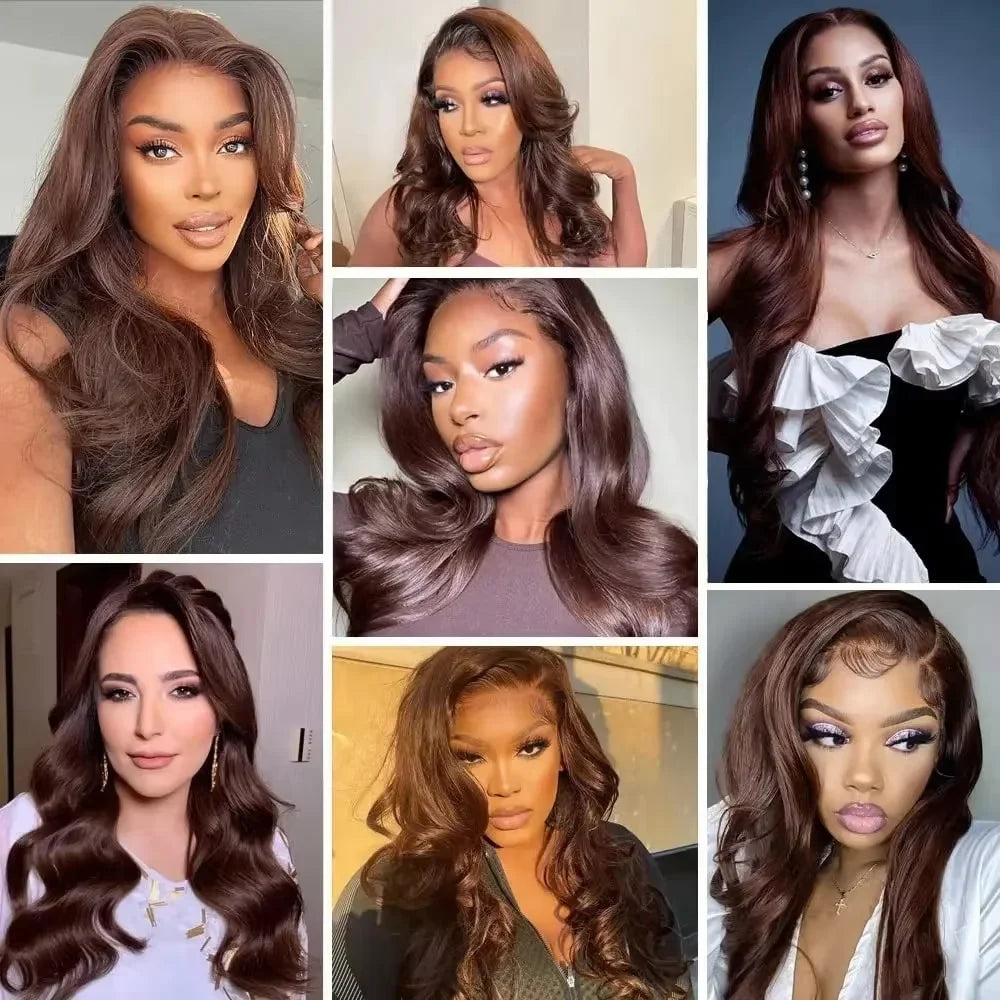 HD Lace Front Human Hair Wig – Body Wave 13x4 & 13x6 Chocolate Brown