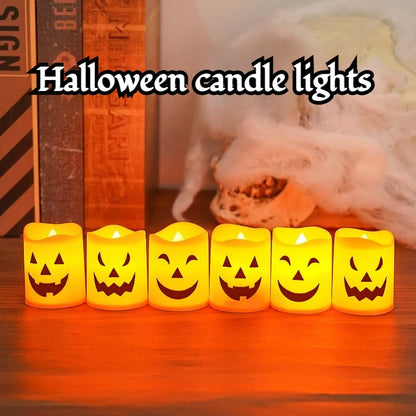 Halloween LED Pumpkin Candle Lights – Battery Powered Set of 6