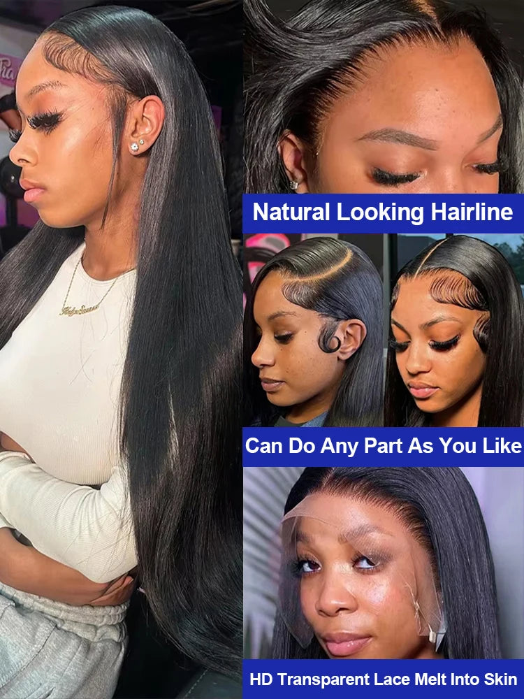 13x6 HD Lace Front Wig Straight Human Hair Glueless Malaysian Virgin