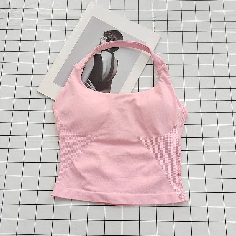 Women's Padded Halter Neck Backless Sports Top