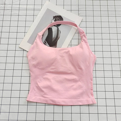 Women's Padded Halter Neck Backless Sports Top