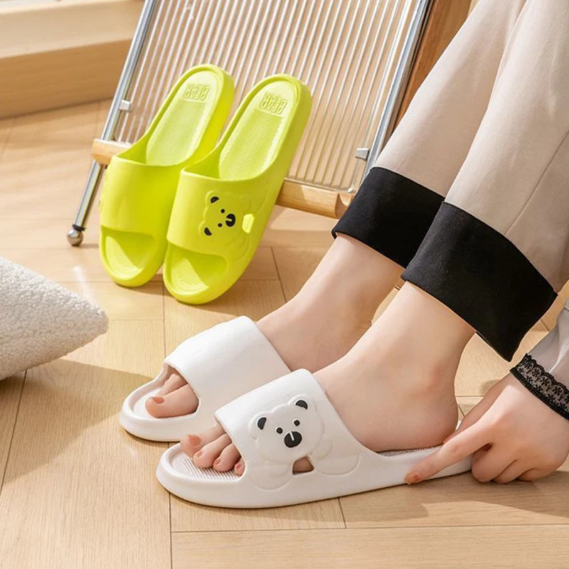Cartoon Bear Indoor Slippers – Lightweight Soft EVA Slides for Women
