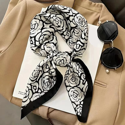 Faux Silk Square Scarf – Elegant Printed Shawl for Women
