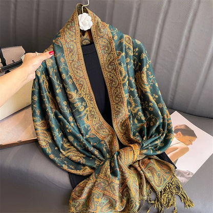 Paisley Print Cashmere Pashmina Shawl for Women – Warm Winter Wrap