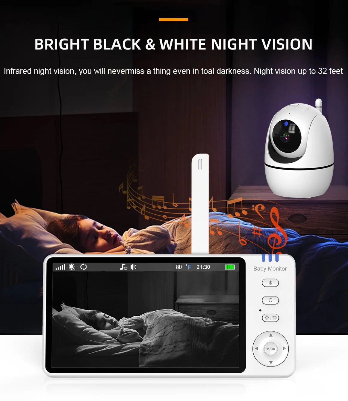 5-Inch Video Baby Monitor with Night Vision & 4x Zoom