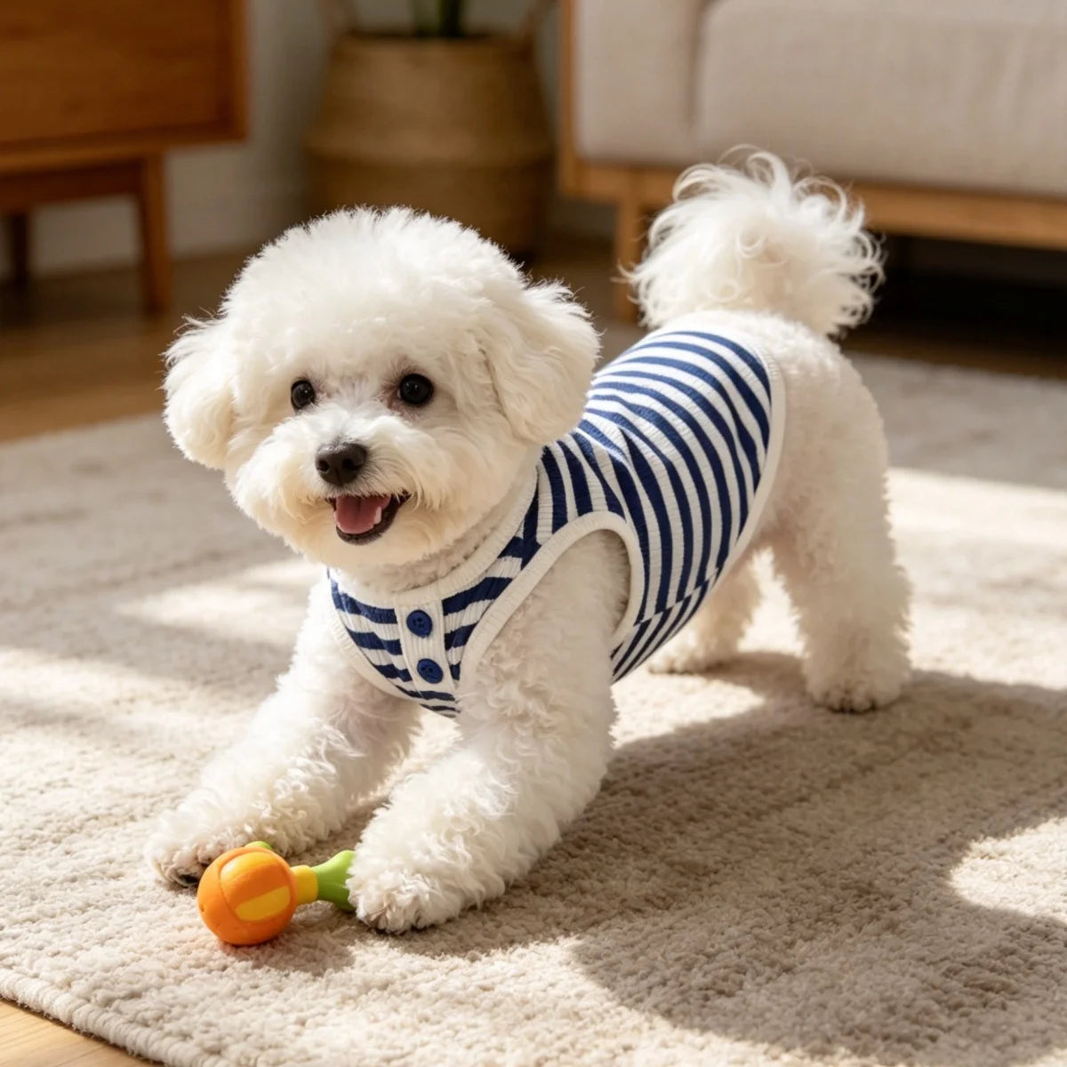 Striped Dog Vest – Breathable Summer Tank Top for Small Dogs