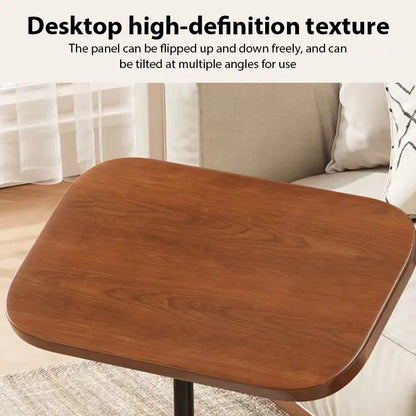 Height-Adjustable C-Shaped Side Table with Flip Desktop