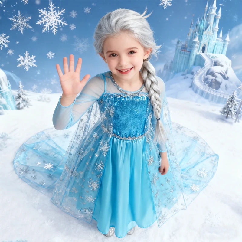Elsa Princess Dress Girls Frozen Costume Set with Accessories