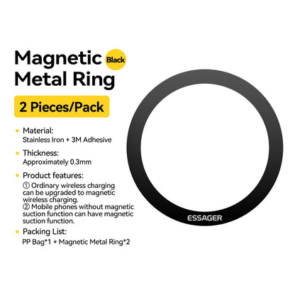 Magnetic Metal Ring Sticker for MagSafe – 2 Pack (Black)
