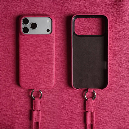 With Lanyard Genuine Leather iPhone Case