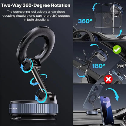 Magnetic Car Phone Holder – Foldable Vacuum Suction Mount