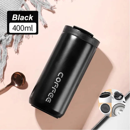 Stainless Steel Vacuum Thermos Coffee Mug 400ml – Leakproof Travel Cup