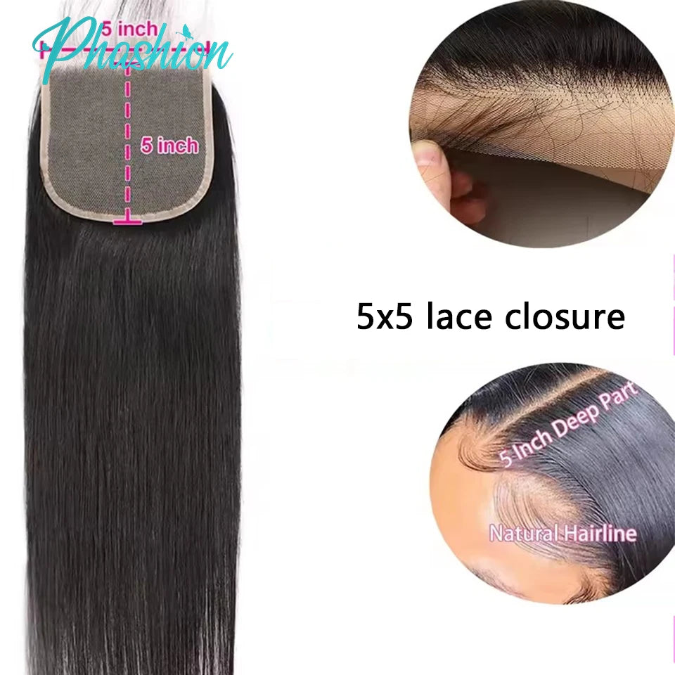 Straight Lace Closure 4x4 & 5x5 – Human Hair, Pre-Plucked
