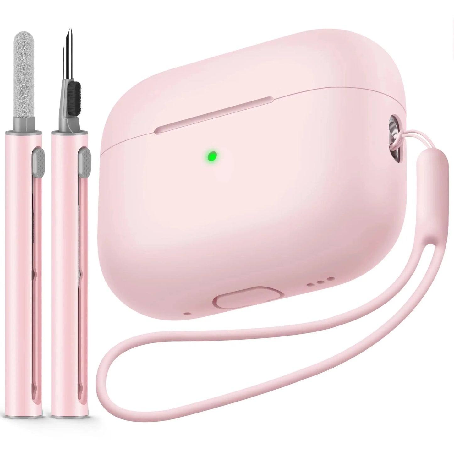 Silicone AirPods Pro 2 Case with Wrist Strap & Cleaning Kit