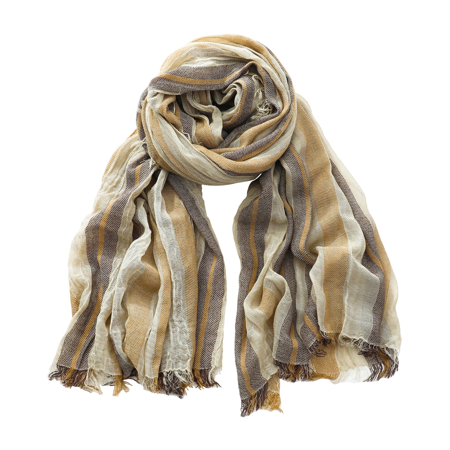 Men's Striped Cotton Linen Scarf – Warm Neckerchief Pashmina
