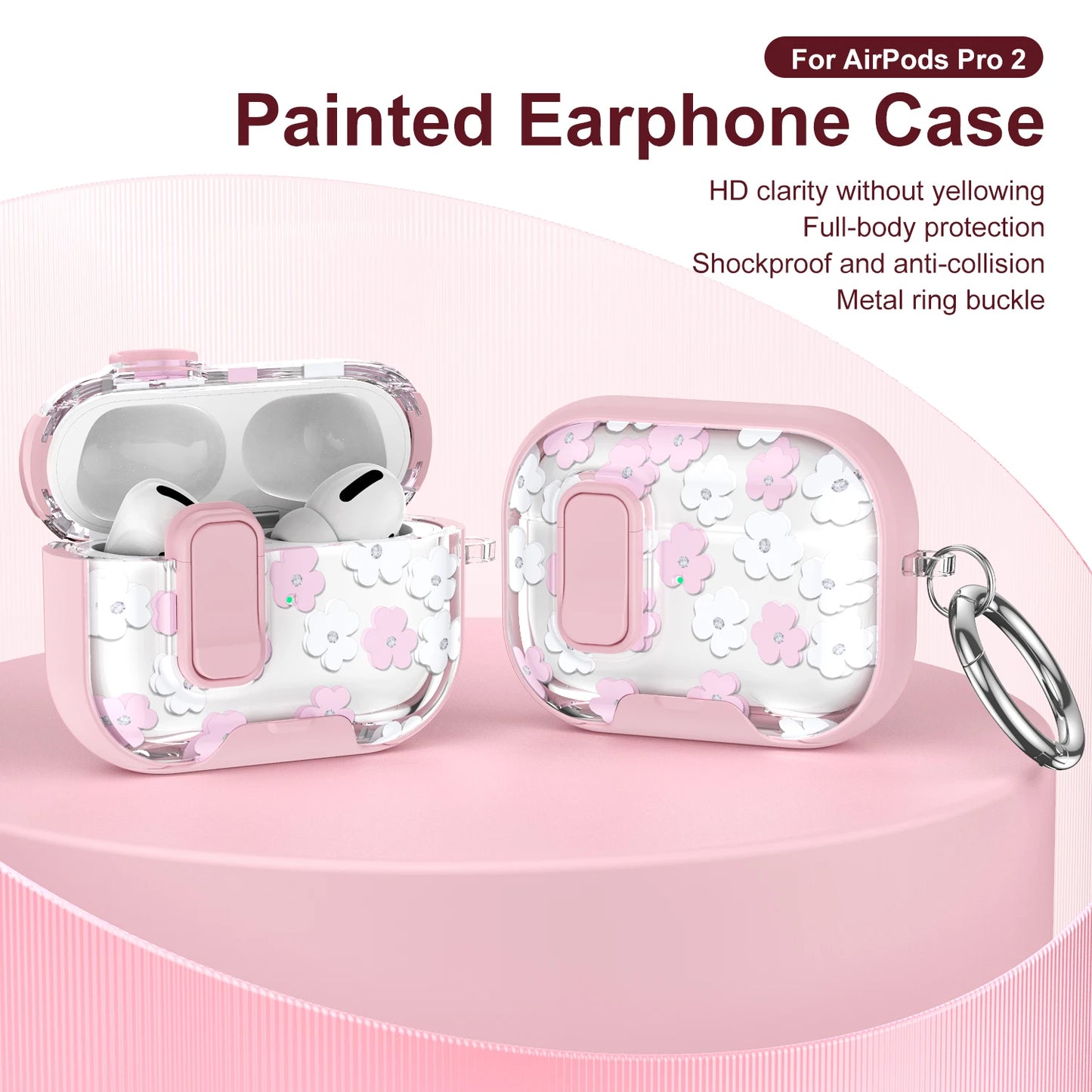 AirPods Pro Case Leopard Print with Metal Ring – Fits Pro / Pro 2 / Pro 3 / AirPods 4