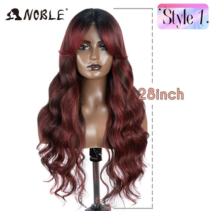 Lace Part Synthetic Wig – 36" Long Wavy Body Wave, 150% Density, Multi-Color