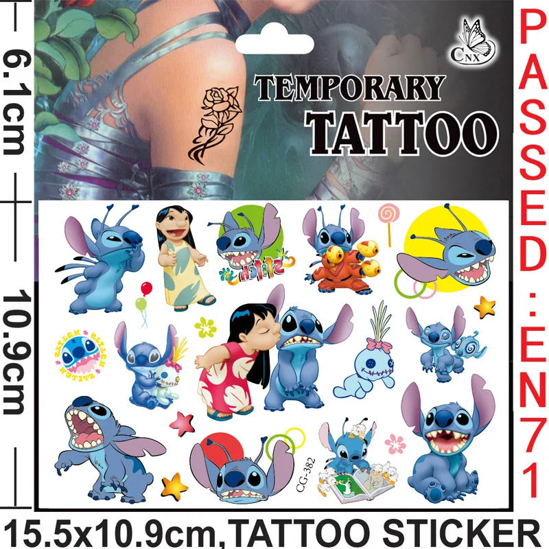 Disney Stitch Temporary Tattoo Stickers Water Transfer Kids Party