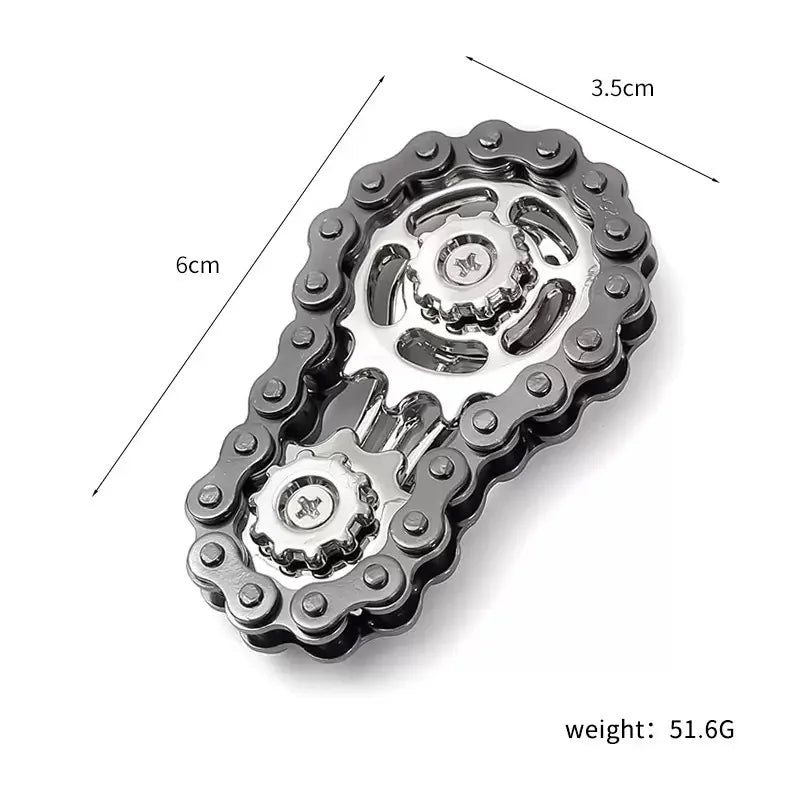 Metal Fidget Spinner – Gear & Chain Stress Relief Desk Toy for Adults