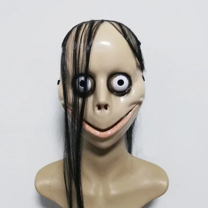 Halloween Horror Ghost Mask with Long Hair – Momo Cosplay Party Mask