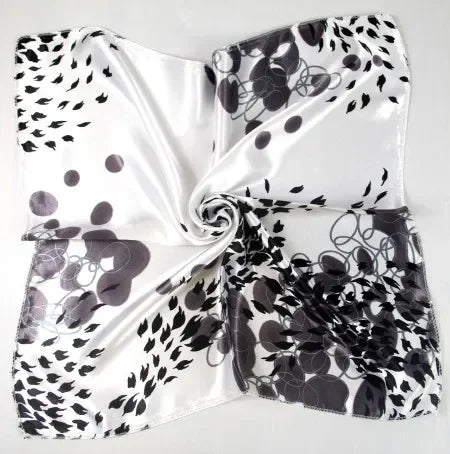 Women's Printed Square Head Scarf – 50x50cm Silk-Feel Kerchief