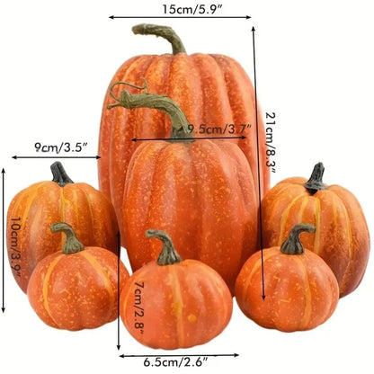 7-Piece Fake Foam Pumpkins Set – Halloween & Fall Harvest Decor