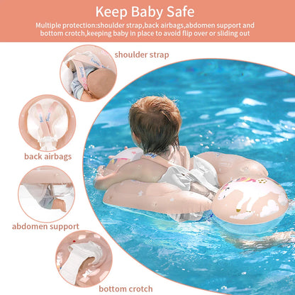 Inflatable Baby Swim Float Ring with Sun Canopy & Toy Beads