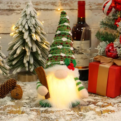 Light-Up Christmas Gnome Figurine – Glowing Sequin Faceless Doll Holiday Decoration