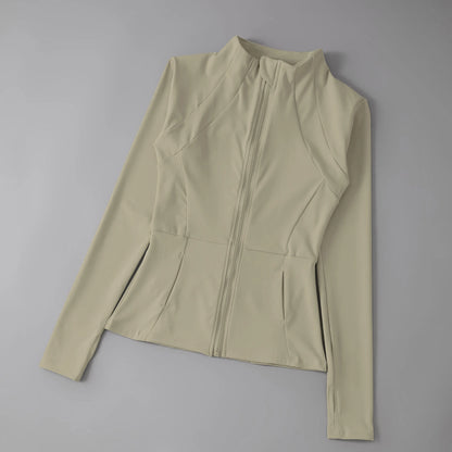 Women's Zip-Up Athletic Jacket – Slim Fit Running Sports Coat