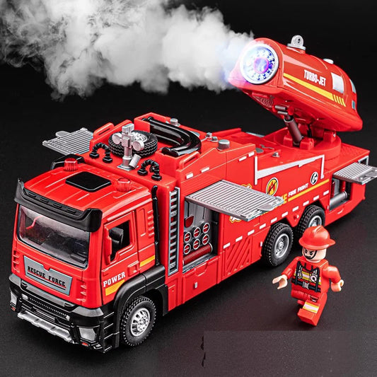 Diecast Fire Truck Toy with Lights Music and Water Spray