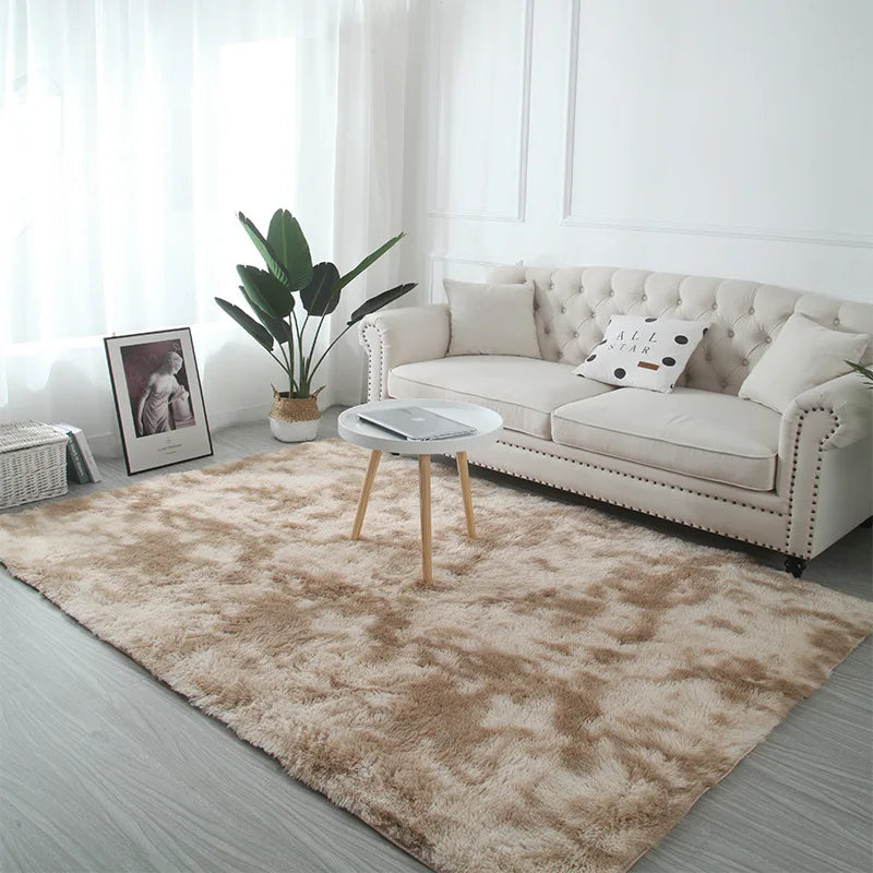Tie-Dye Fluffy Plush Area Rug – Soft Shaggy Carpet for Living Room & Kids
